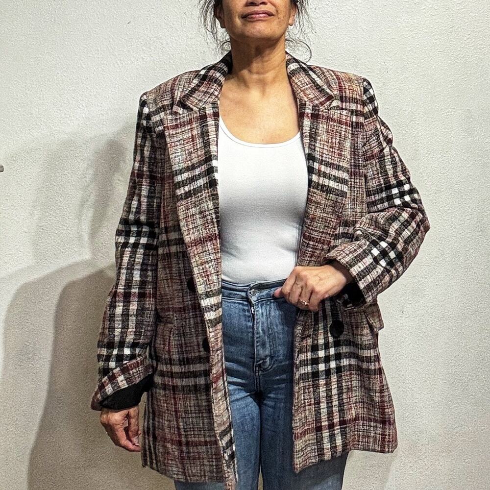 Free People Checked Plaid Woven Jacket Sz S